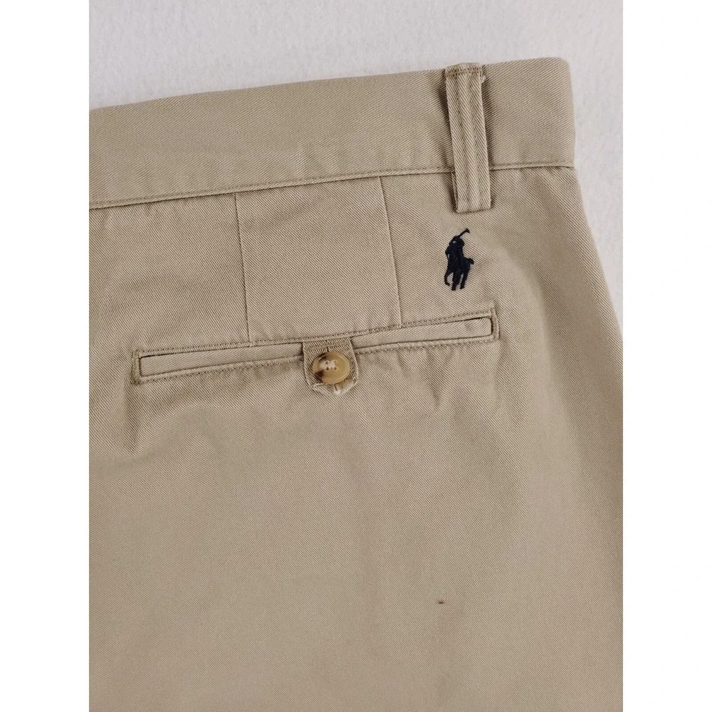 Polo Ralph Lauren Pants Mens 35x32*‎ Khaki Classic Fit Chino Flat Front Preppy